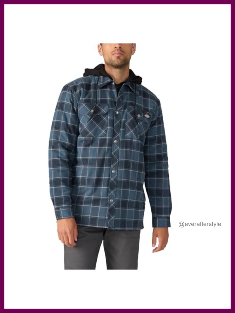Dickies Water Repellent Flannel Hooded Shirt Jacket Quilted Work Outerwear